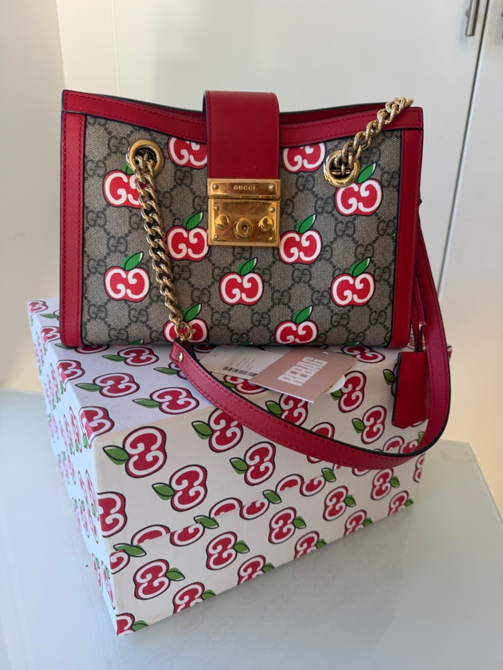 Like NEW, Gucci padlock - Bag - Red- Apples - Spring - Collaboration